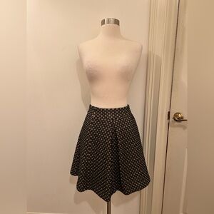 Nanette Lepore Black and Cream Motif Fit and Flare Knee Length Skirt NWT